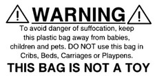 Plastic Bag Suffocation Warning Safety Labels Stickers White 60x30 mm - 100 pcs