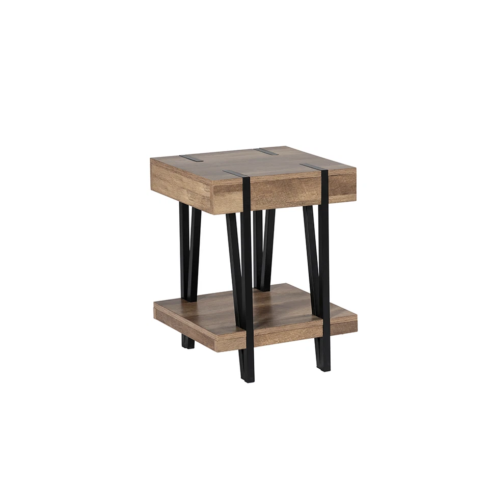 Contemporary Coffee Side Table with Metal Legs & Detailing 400mm W - Image 2 of 4