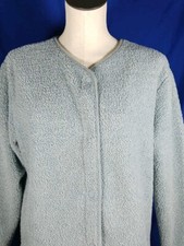 Joie Jacket Teddy Sherpa Fleece Snap Button Blue Collarless Women's Sz Medium