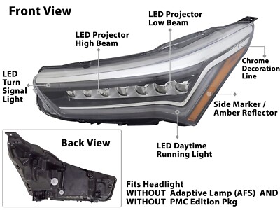 LED Head Light for 2019 - 2021 RDX No AFS No PMC Package Driver Side AC2502133