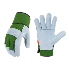 Vgo 1Pair Cow Split Leather Work/ Driver Gloves, Garden Gloves(CB3501-Green)