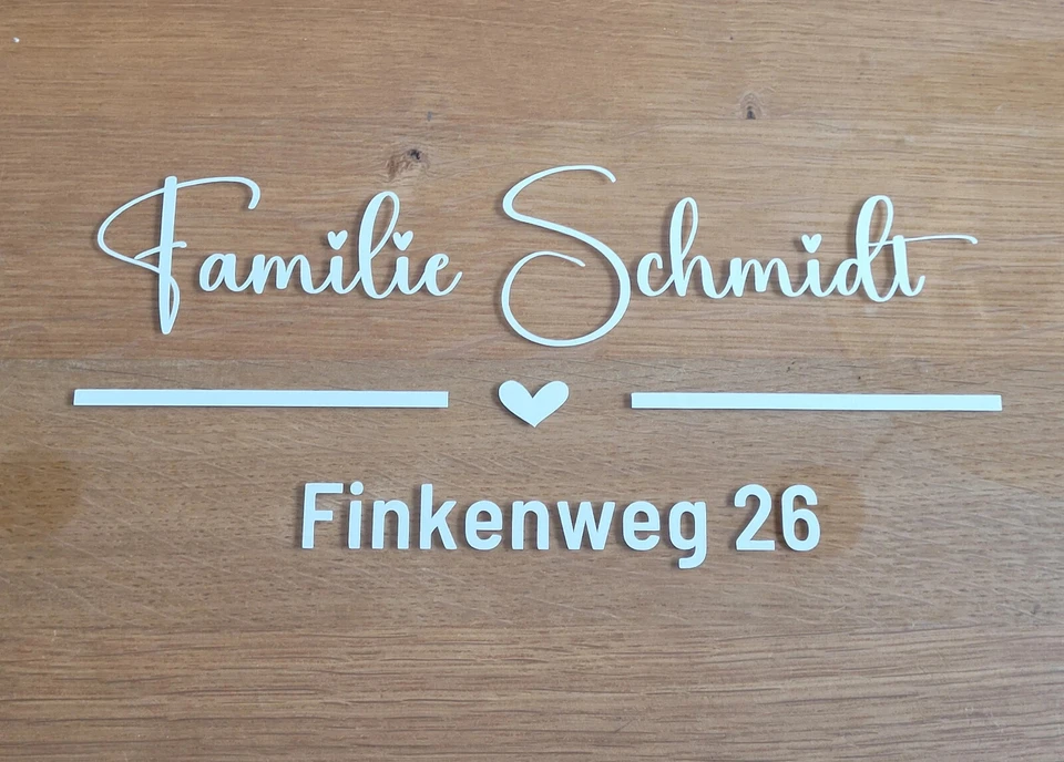 Briefkasten Namensschild mit Herz "Familie + Name" - Namens Aufkleber - Schild - Bild 3 von 4