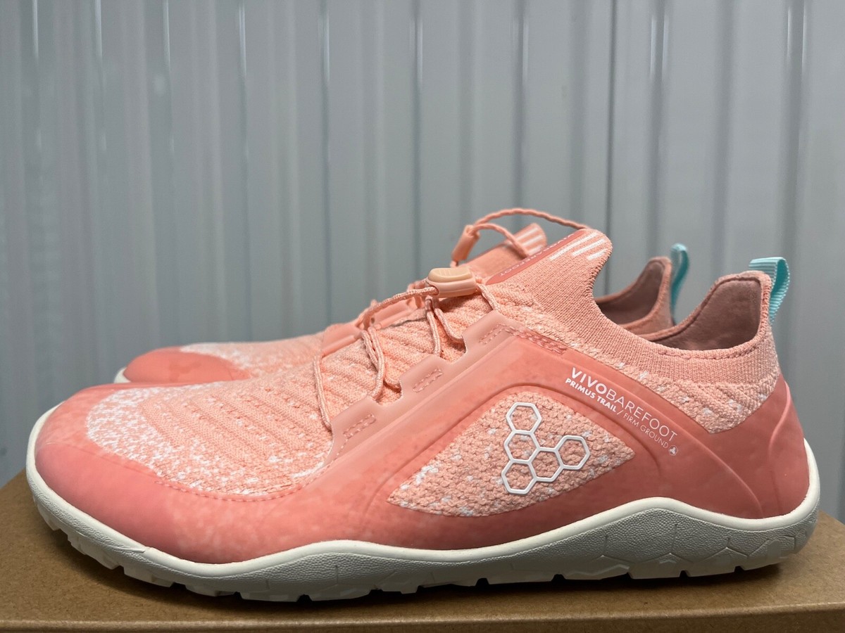 Womens Vivobarefoot Primus Trail Knit Peach Melba Pink Multicolor