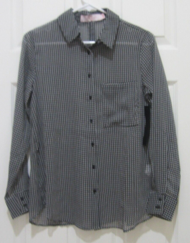 NWT Love for Humanity Women's Black Long Sleeve Sheer Blouse/Top Size M