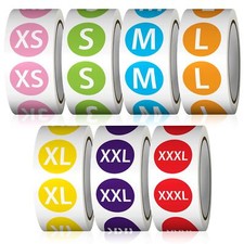 3500 PCS Clothing Size Stickers Label Self Adhesive XS, S, M, L, XL, XXL, XXXL 