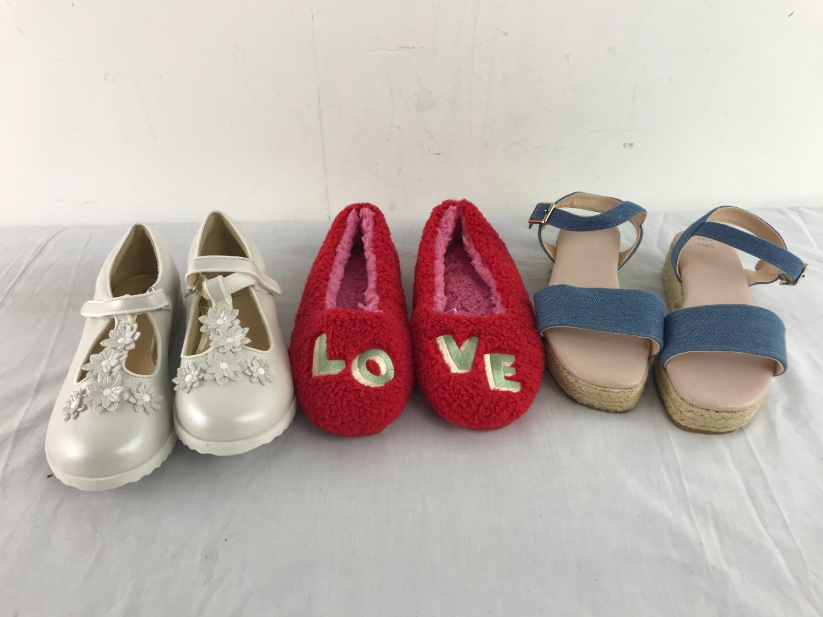 M&S Girl's Shoes 3xBundle Size UK1 Espadrille Sandals Pump Shoes Slippers New F2
