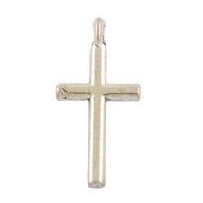10 Cross Charms Antiqued Silver Religious Pendants Christian Findings 16mm