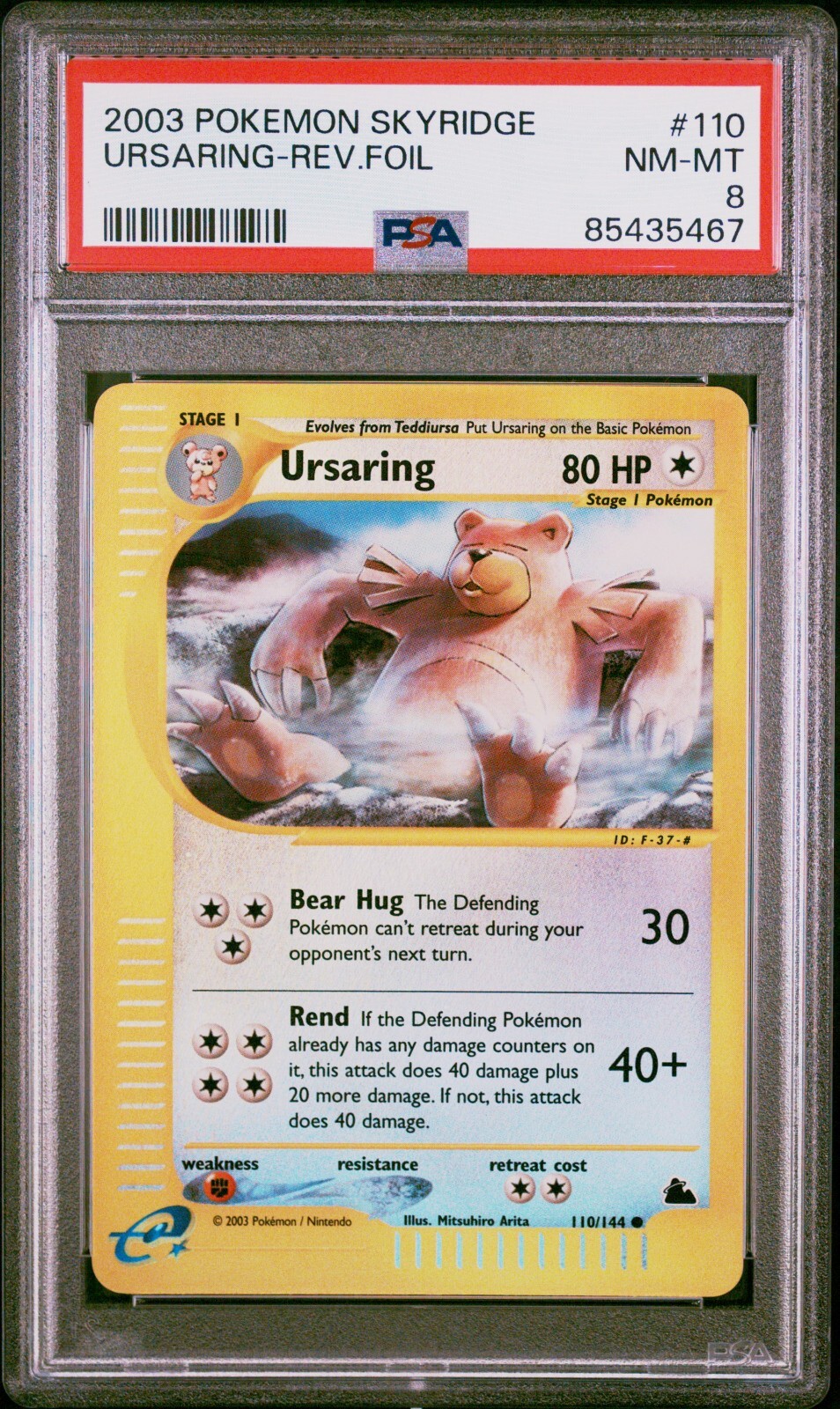 PSA 8 Ursaring Reverse Holo 110/144 Skyridge 2003 Pokemon Card