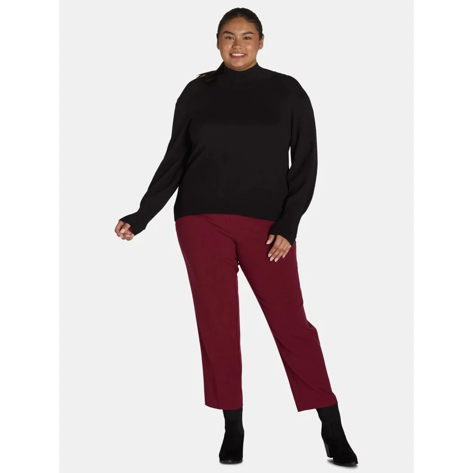 Just My Size Dress Pant Women's Maroon Straight Leg Pull-On, Size 1XP (16W) - Изображение 2 из 4