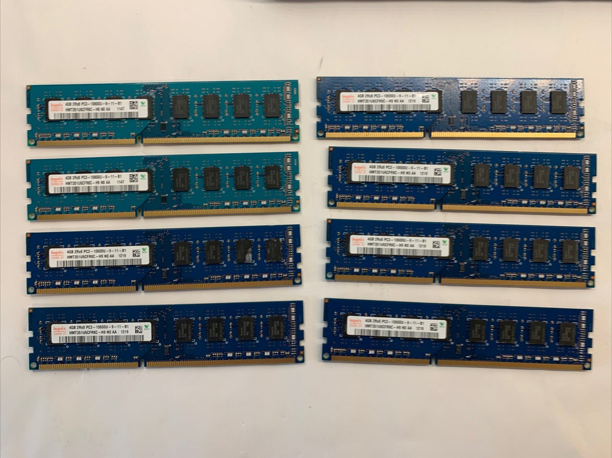 Kit RAM Hynix 4 Go (2 X 2 Go) DDR3 PC3-10600U - Modèle HMT325U6CFR8C - Occasion