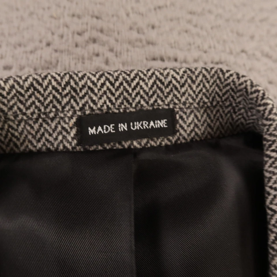 Blazer VINTAGE Chaqueta Tweed M Gris Negro Espiga 100% Lana Ucrania 43R Foto 3 de 4