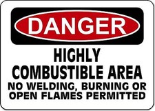 Danger Highly Combustible Area No Smoking OSHA Safety Sign Decal Sticker