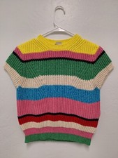 Marella Womens Size Small Sweater Vest Sriped Rainbow Colorful