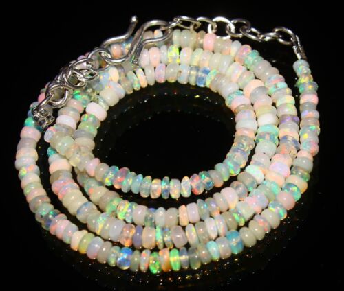 AAA+ Natural Ethiopian Opal Beads Necklace 3.5X4MM 16 Inch Loose Gemstone N4n4 - Foto 1 di 5