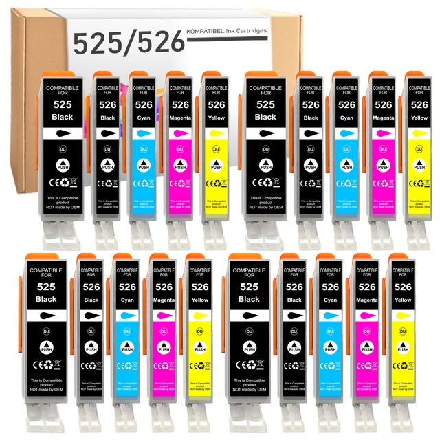 20er Set Patronen PGI-525 CLI-526 für Canon Pixma MG5300 MG5350 MX715 + Video!