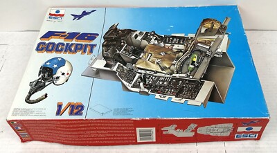 SEALED BAG ESCI F-16 Cockpit 1:12 Scale Kit #A601 w/Display Stand & Helmet