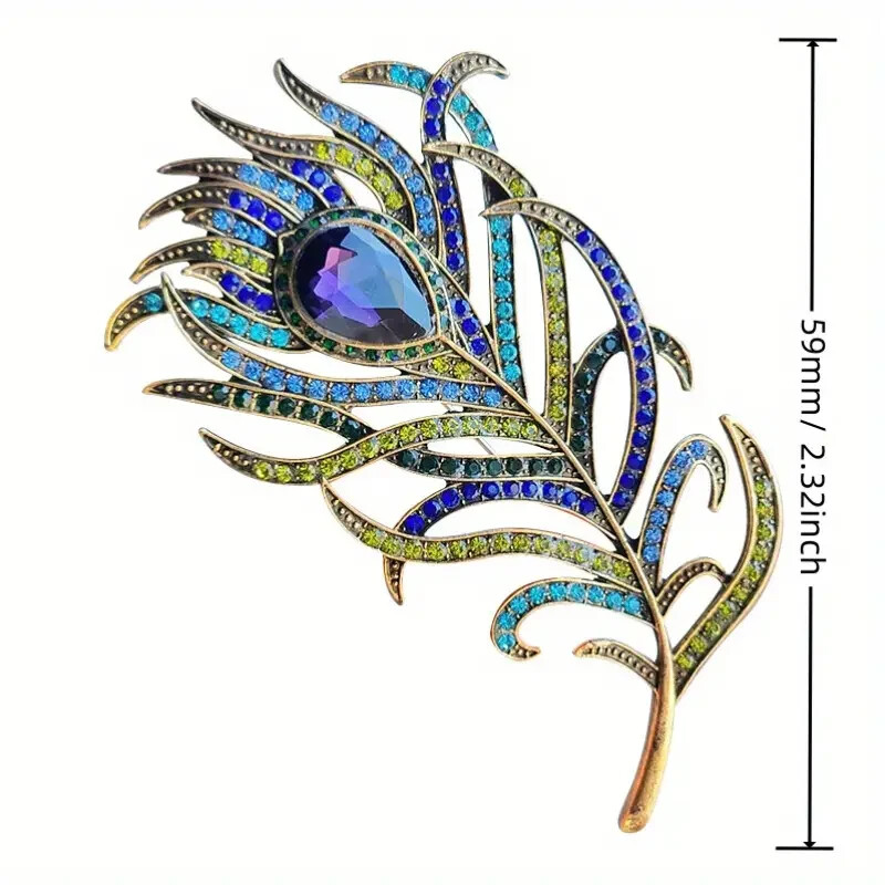 Peacock Feather Brooch Pin Stylish Fashion Jewelry with Fast Free Shipping  
