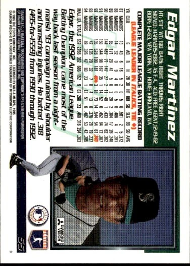 1995 Topps #55 Edgar Martinez Seattle Mariners - Image 2 of 2