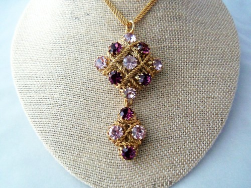 Collana con ciondolo da appendere MONNALUNA colore ametista chiaro e scuro strass - Foto 10 di 11