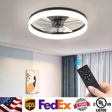 20" Modern Fan Lights Flush Mount LED Ceiling Light kit With Remote APP Control/