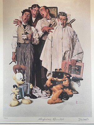 JIM DAVIS SIGNED, NUMBERED COA GARFIELD MEETS ROCKWELL PRINT