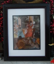 VTG FRAMED MATTED EDGAR DEGAS COLOR ART PRINT "CAFE-CONCERT AT LES AMBASSADEURS"