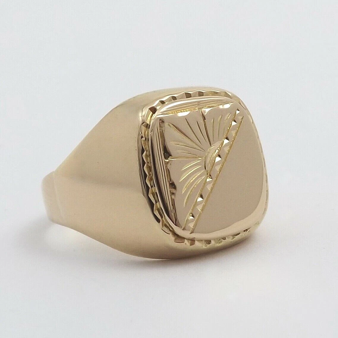 18k 750 Italian Rose Gold Initial Letter Signet Mens Ring Vintage Engravable s11