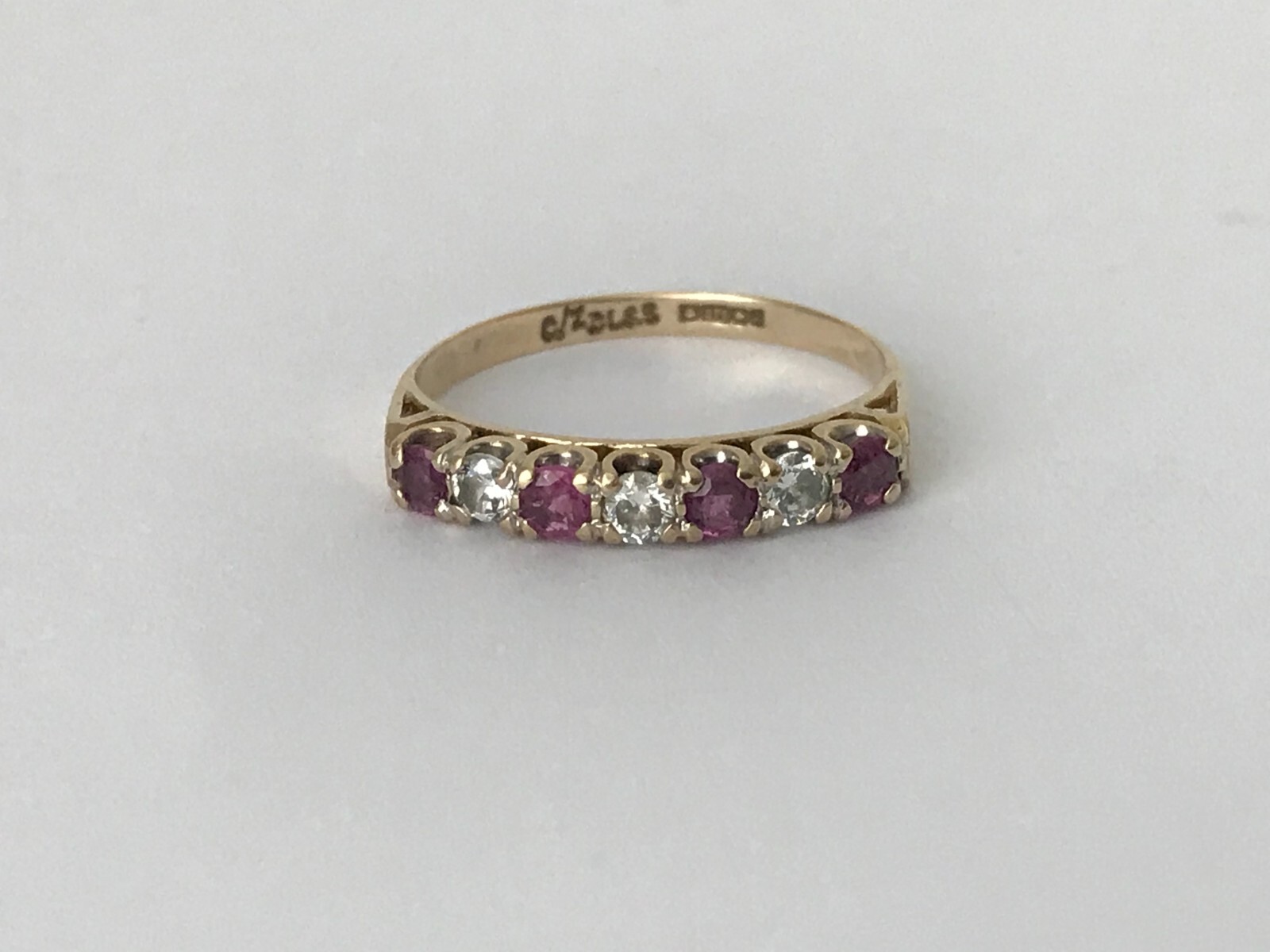 1990 Ruby Ring 9ct Gold Vintage Ruby & Cubic Zirc… - image 8