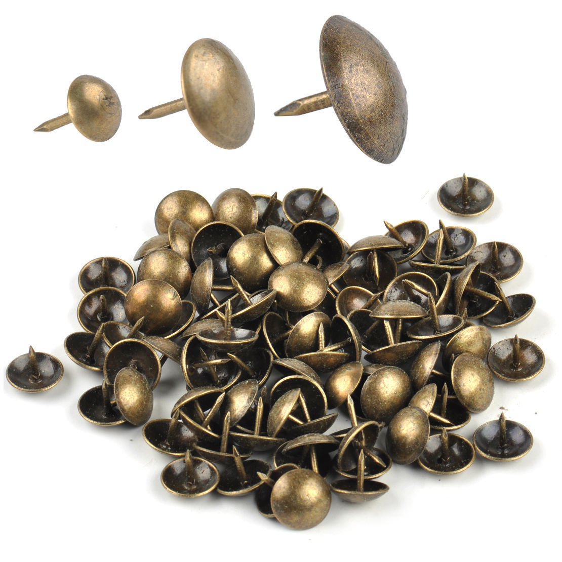 100pcs Antique Vintage Brass Round Head Upholstery Sofa Nail Stud Tack
