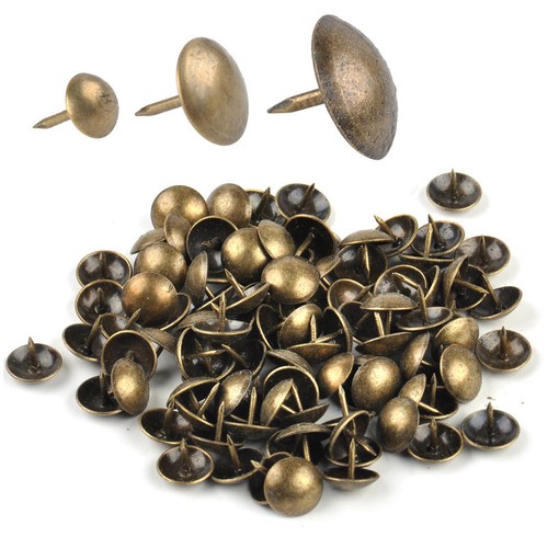 QZOOVNJ 3/4" Gold Nail Pins Upholstery Nail Tacks, Furniture Thumb Tack Pins Assortment Kit For Jewelry Gift Box Sofa Decoration 100PCS (3/4"(19mm), Gold