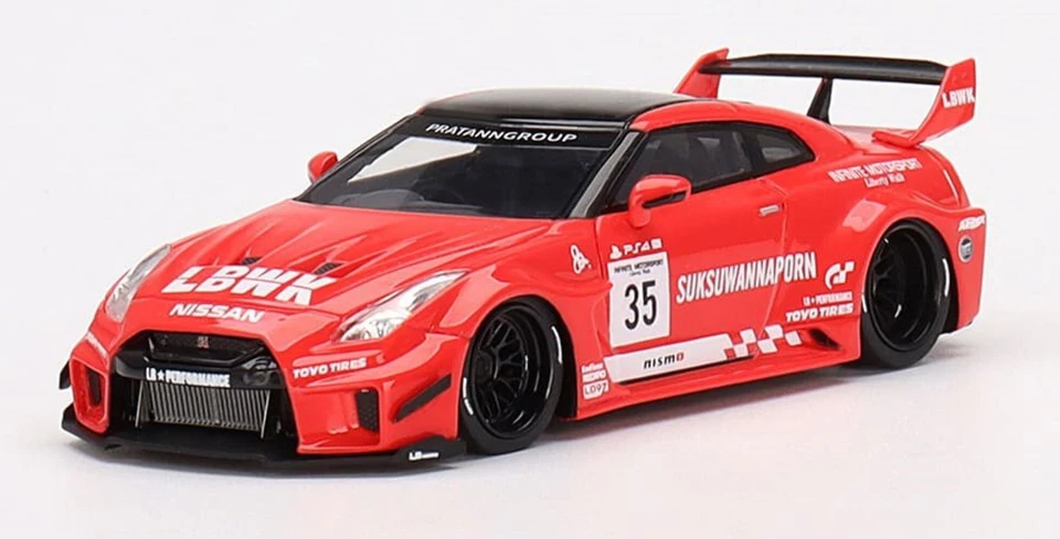 1:43 True Scale NISSAN 35GT-RR VER.1 LB-SILHOUETTE FUNCIONA GT ROJO Y NEGRO LBWK Foto 2 de 4