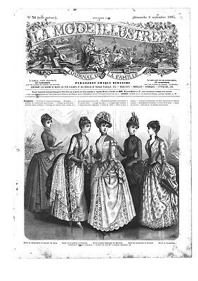 dress MODE ILLUSTREE SEWING PATTERN July 19,1885 crinoline Aprons Coat