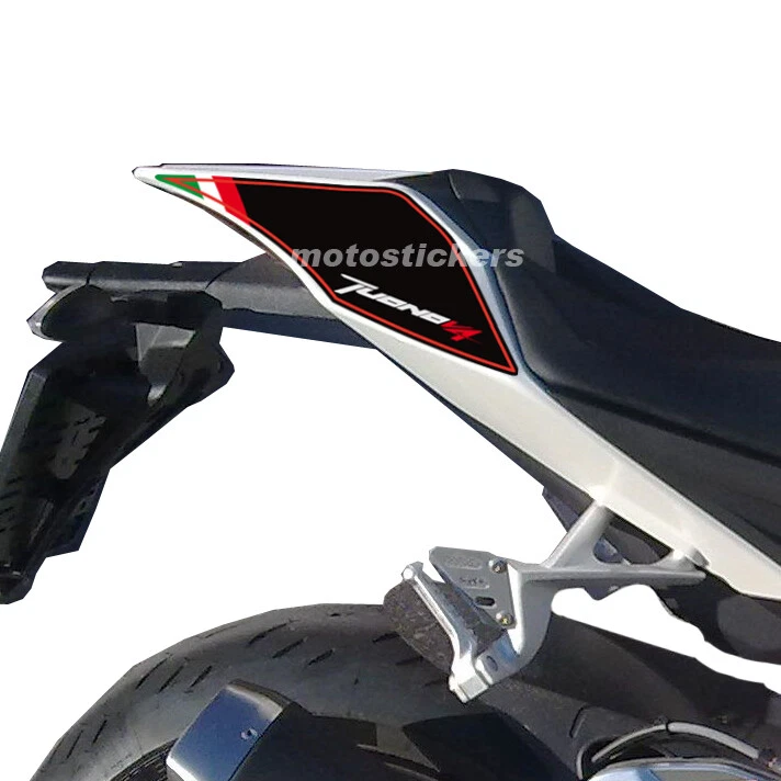 APRILIA TUONOV4 - Tabelle adesive posteriori nere con tricolore -racing stickers