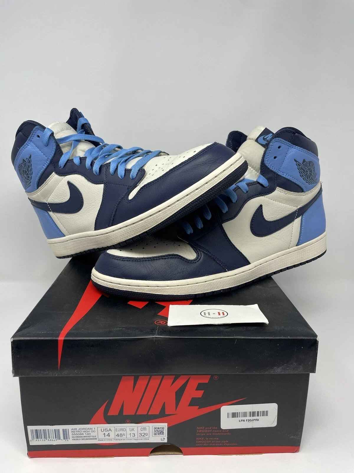 Pallacanestro rara Air Jordan 1 retrò alta ossidiana 555088 140 autentica rara taglia 14