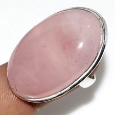 Rose Quartz 925 Silver Plated Gemstone Ring US 6 Valentine Jewelry JW