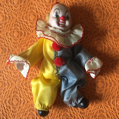 Vintage Victoria Impex Porzellan Clown biegsam 80er Jahre 8 cm groß