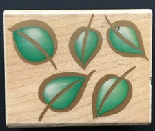 FIVE BOLD LEAVES FALLING PLANT Hero Arts Wood Mounted Rubber Stamp
