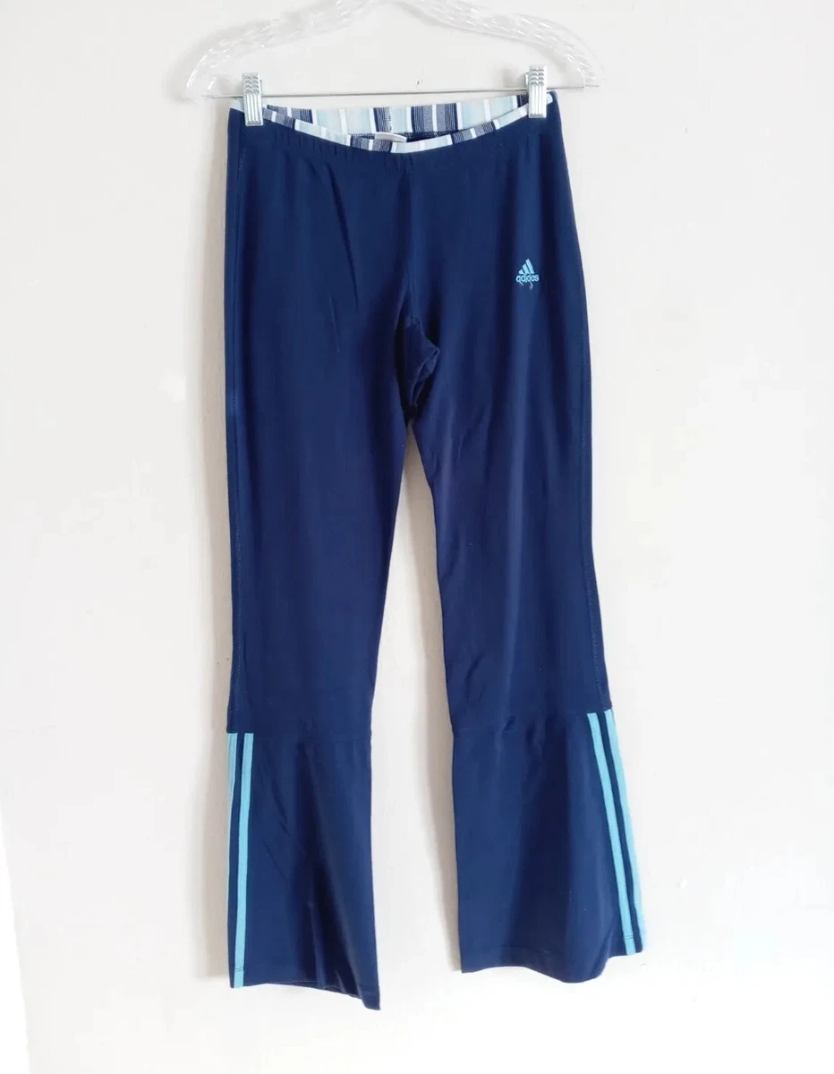 Adidas Flared Leggings Women's Size M Blue Low Rise Y2K Made In USA