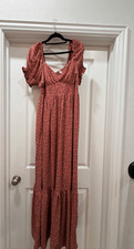 Pinkblush Floral Smocked Short Sleeve Tiered Maxi Dress Size M