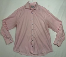 Twillory Dress Shirt Mens 16.5 Pink Tailored Fit Safe Cotton Button Up Non Iron