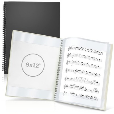 9x12 Sheet Music Binder โ  Spiral Bound Lay Flat Dual Usage Sheet Protectors...