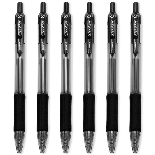 Zebra Sarasa 0.7mm Retractable Gel Ink Rollerball Pen Set of 6 Black Ink