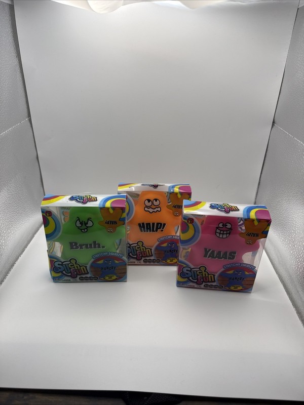 NEW JA-RU Suction Dude Stretchy Stress Toy Set of 3 Bruh Halp Hangry Fidget...