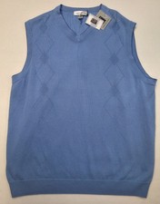 New Cypress Links Golf Sweater Vest Mens XL Blue Argyle Accents V Neck Pullover