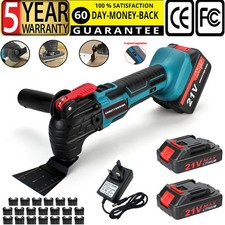 2 Battery Cordless Oscillating Multi Tool Powerful Sander Scraper Saw+ 20 Blades
