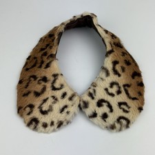 Vtg Genuine Real Fur Dyed Leopard Print Coat Neck Collar Jacket Accent
