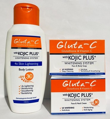 3  Whitening Face Cream Body Soap Kojic glutathione Vitamin White Gluta  Lotion