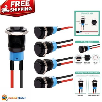 Versatile Mini Push Button Switch 12mm Latching   Ideal for DIY Projects & More