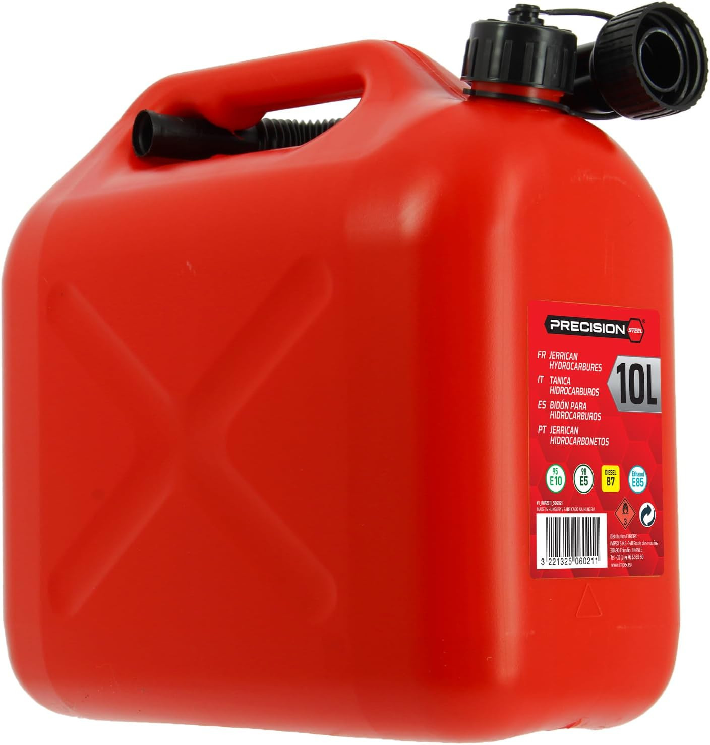Jerrican homologué carburant 10 L XL Tech 506022 réservoir essence et diesel portable