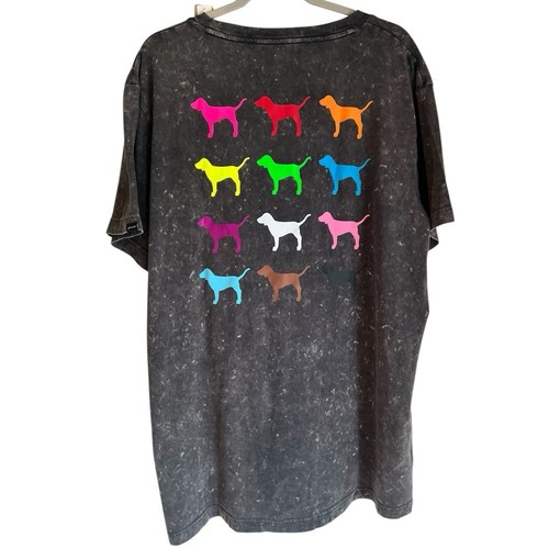 Victoria’s Secret PINK Oversized T-Shirt Size Large Logo Dog Limited Ed.
